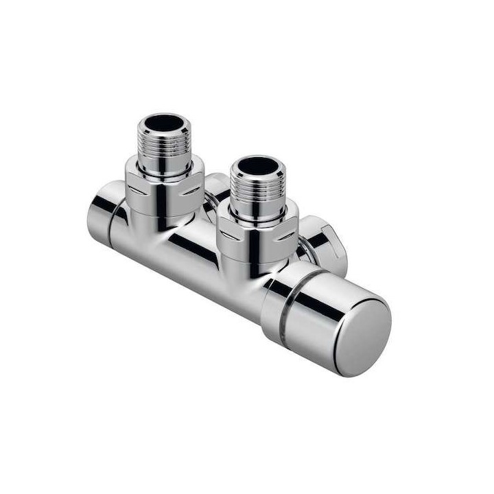 ACOVA - Pack robinetterie thermostatisable en H Coudé Tête à droite - Chromé - radiateur sèche-serviettes entraxe 50 mm
