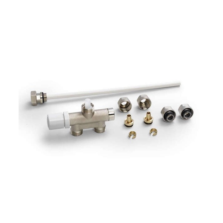 ACOVA - Pack robinetterie monopoint (thermostatisable) - Droit - Nickelé [- raccordement radiateur sèche-serviettes mixte]