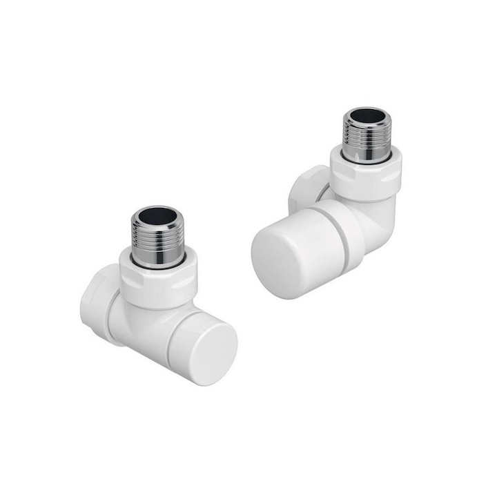 Pack robinetterie équerre d'angle pour radiateur - robinet à droite (thermostatisable) - Blanc [- ACOVA]