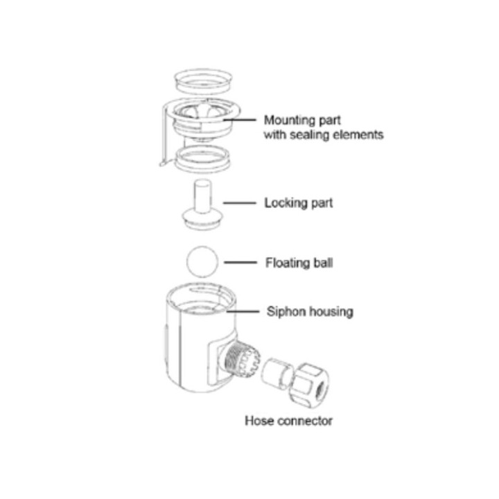Siphon à boule pour KWL EC 200, 300, 500, 270, 370, 220 et 340 [- Accessoire VMC Double flux - Helios]
