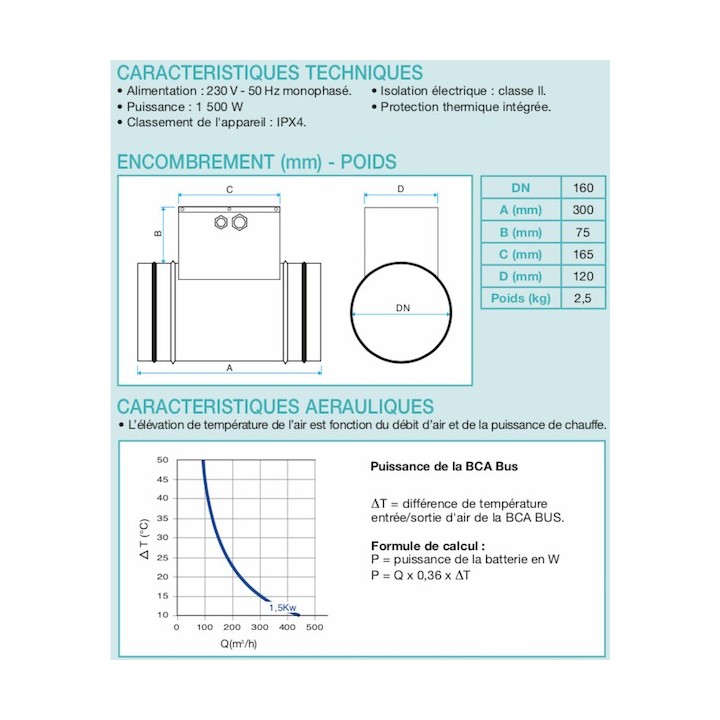 Caisson préchauffage BUS pour Dee FLY Cube [- Ventilation - Aldes]