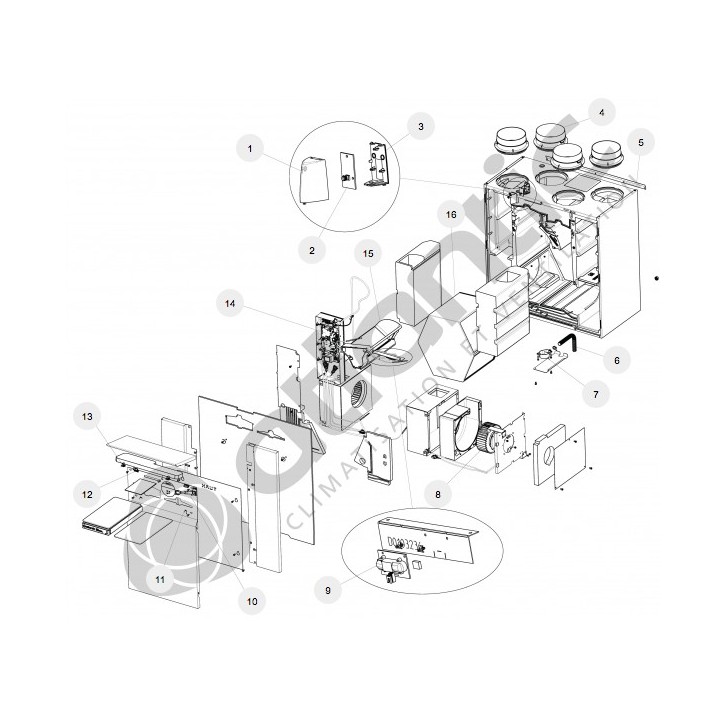 Verin gaz pour VMC OPTIMOCOSY HR et ACCESS (412203, 412258 et 412259) [- pièce détachée VMC - Atlantic - Ni repris ni échangé]
