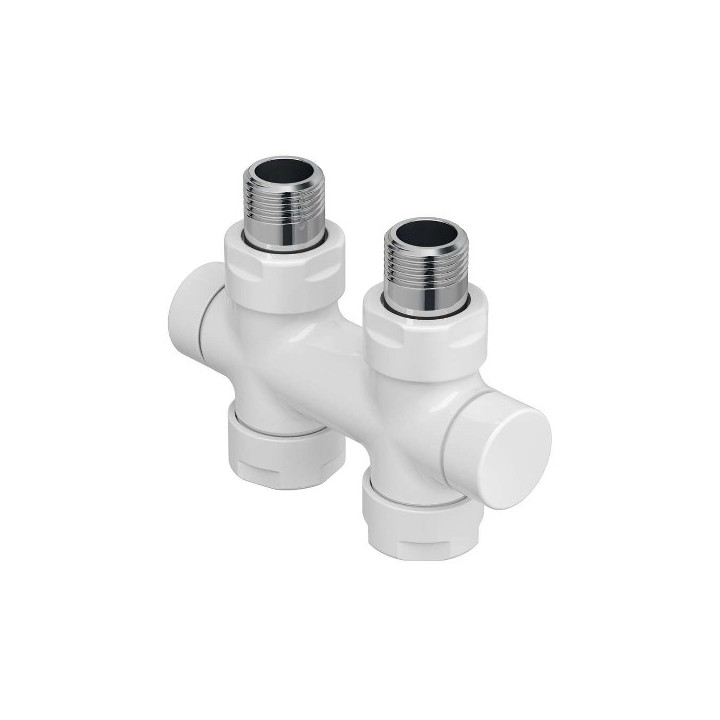 Raccordement en H droit Blanc pour FASSANE PACK (VSXD, VLXD, CVXD et CLXD) [- Monotube / Bitube Entraxe 50 mm - ACOVA]