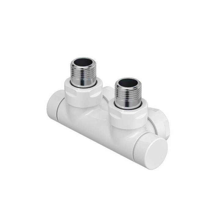 Raccordement en H coudé Blanc pour FASSANE PACK (VSXD, VLXD, CVXD et CLXD) [- Monotube / Bitube Entraxe 50 mm - ACOVA]