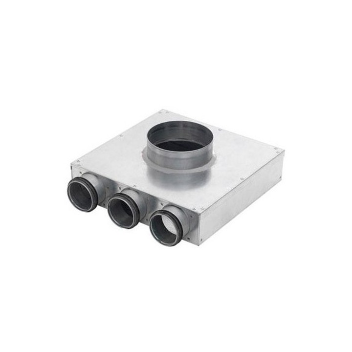 Té de raccordement 90° 3 piquages DN90 pour bouche ronde DN125 [- CDE -Conduits et accessoires VMC en PEHD - Brink]