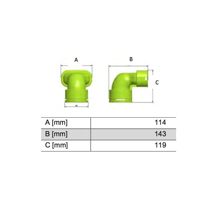 Adaptateur à 90° gaine Ø 75 mm vers gaine 50x100 [- Conduits et accessoires VMC en PEHD - Brink]