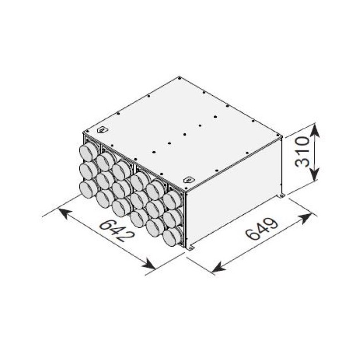 Caisson de distribution insonorisée extra-plat 2 x 9 piquages Ø 75 - Sky 300 [- Conduits et accessoires VMC en PEHD - Brink]