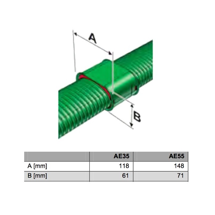 Connecteur droit PEHD - 50x100 mm ou 60x130 mm [- Conduits et accessoires VMC en PEHD - Brink]