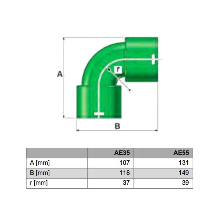 Coude 90° vertical - 50x100 mm ou 60x130 mm [- Conduits et accessoires VMC en PEHD - Brink]