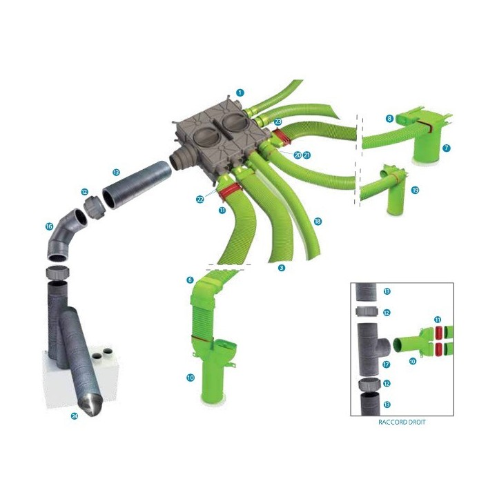 Coude 90° horizontal - 50x100 mm ou 60x130 mm [- Conduits et accessoires VMC en PEHD - Brink]