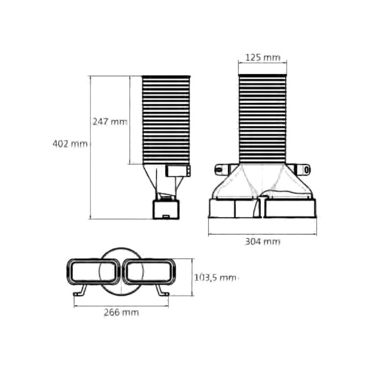 Té de raccordement droit - 50x100 mm ou 60x130 mm pour bouche ronde [- Conduits et accessoires VMC en PEHD - Brink]