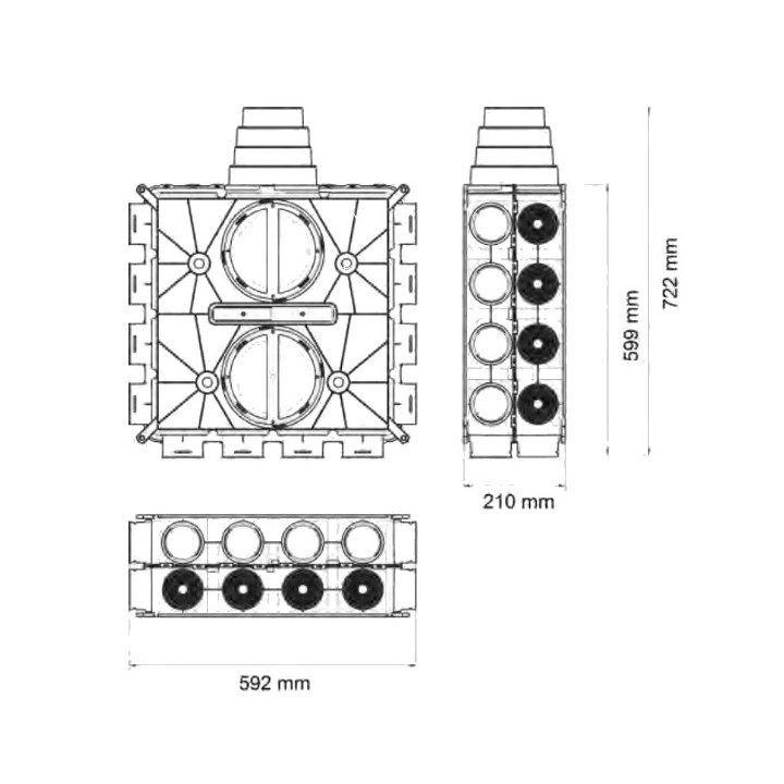 Caisson de distribution multi-configuration - 24 piquages [- Accessoires VMC en PEHD - Brink]