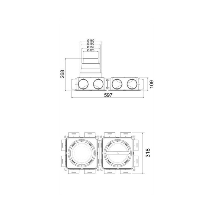 Caisson de distribution compact multi-configuration - 12 piquages [- Accessoires VMC en PEHD - Brink]