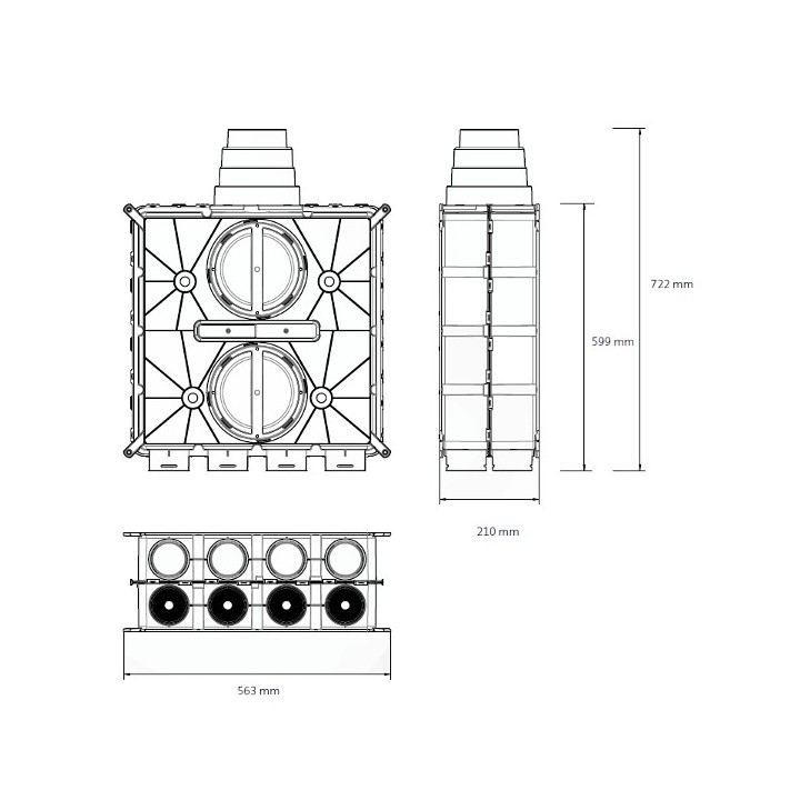 Caisson de distribution multi-configuration - 8 piquages [- Accessoires VMC en PEHD - Brink]