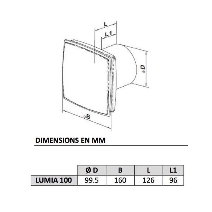 LUMIA - Aérateur à éclairage LED [- Extracteur d'air intermittent - Ventilation mécanique ponctuelle - BRINK - NATHER]