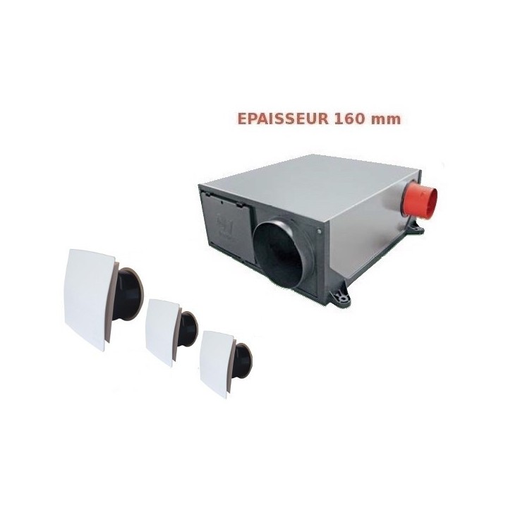 Kit VMC Platt HCS - Bouches carrées [- VMC Simple flux Hygrovariable - Vortice]