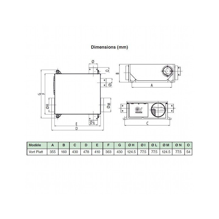 Kit VMC Platt HCS - Bouches carrées [- VMC Simple flux Hygrovariable - Vortice]
