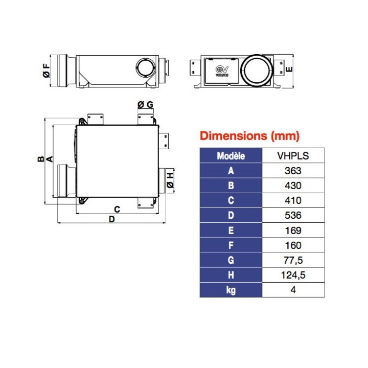 VMC hygro PLATT ES [- VMC Simple flux Hygro - Faible encombrement - Vortice]