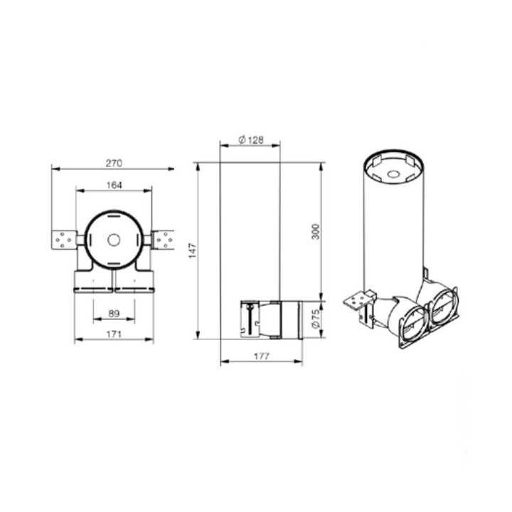 Plénum de bouche coudé TVA-P 75 DN125 - 2 x Ø 75 mm - Hauteur 375 mm [ - Réseau ComfoTube - 990326125 - Zehnder]