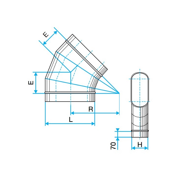 Coude horizontal 45° - CHO [- Réseaux galva rigides - Oblongs - ALDES]