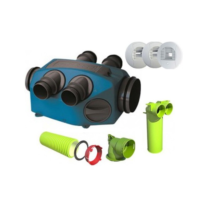 Kit simple flux Hygroréglable avec réseau PEHD Ø 90 - 25 mètres [- Kit VMC Simple flux hygroréglable Infinity - BRINK]