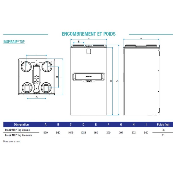 InspirAIR Top 300 CLASSIC  [- VMC Double flux 300 m3/h - Aldès]