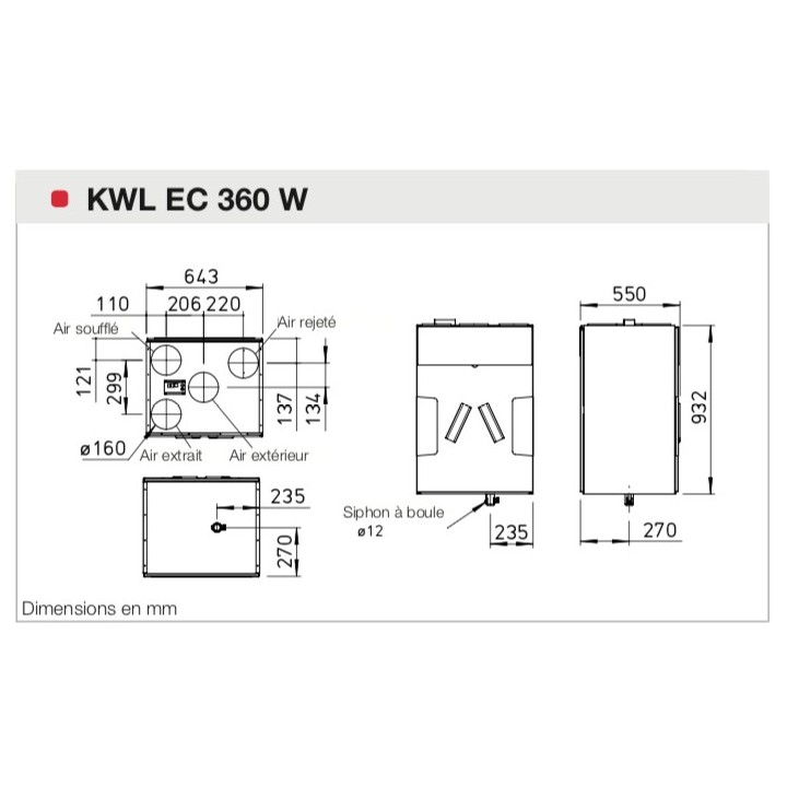 KWL 360 W / 360 W ET (régulation easyControls 3.0) [- VMC Double flux Très Haut Rendement - Helios]