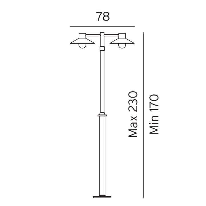 Lampadaire double tête LUND E27 [- Eclairage extérieur - Norlys]
