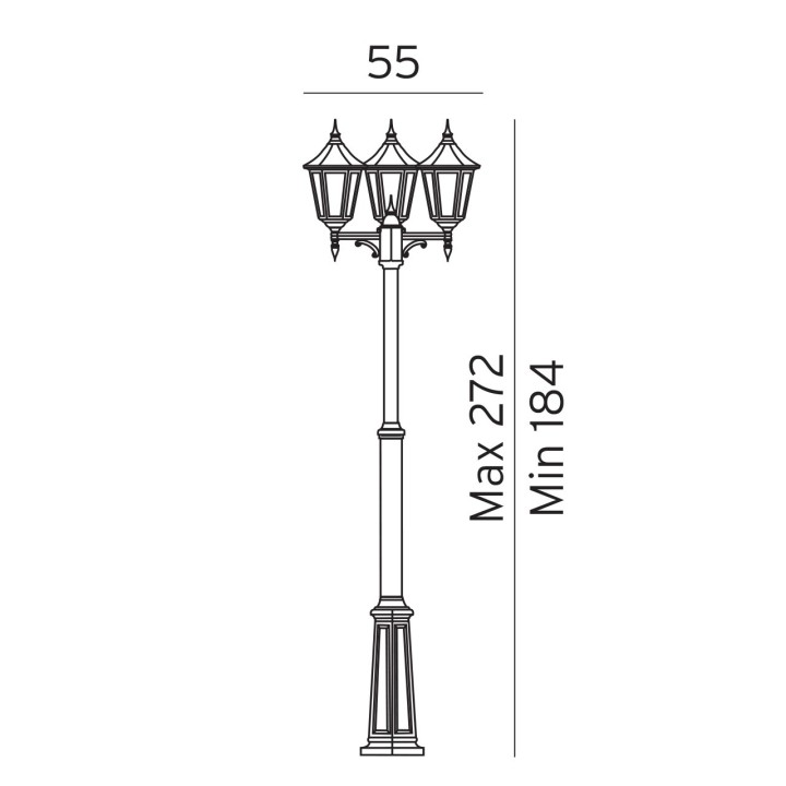 Lampadaire triple tête MODENA E27 [- Candelabre - Eclairage extérieur - Norlys]