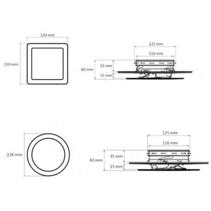 Bouche design à effet coanda ronde Ø 125 mm - Blanche - montage plafond [- Brink]