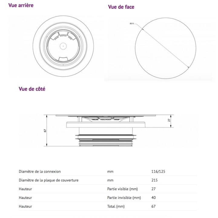Bouche de ventilation réglable Ø 125 mm (version grande) [- RVG125 - Bouche VMC design - Ventilair]
