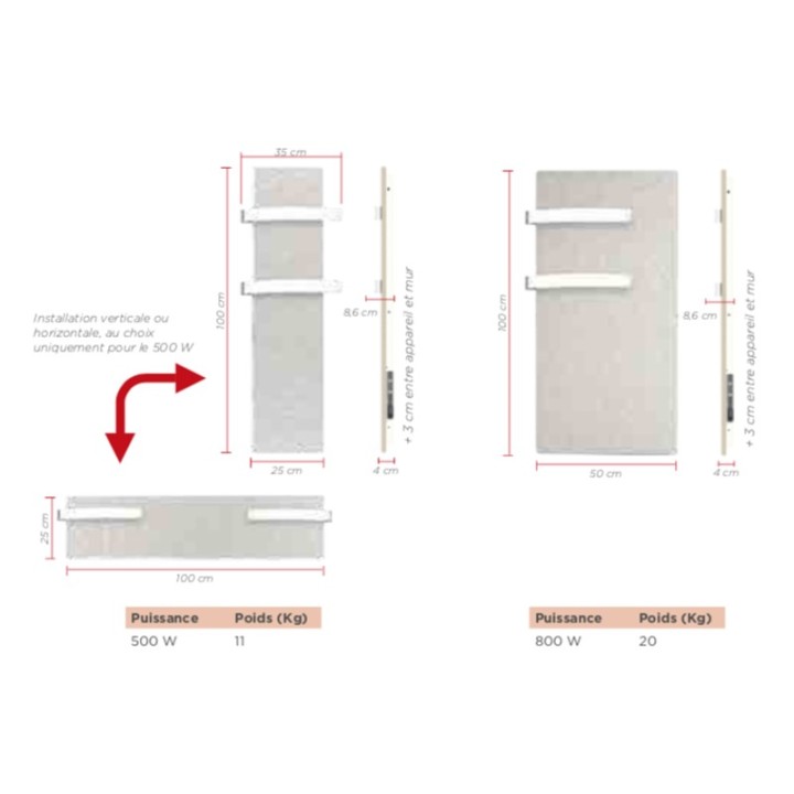 VALDEROMA Slim 2.0 - TERRE LUNAIRE [- Sèche-serviettes Inertie Minéral]