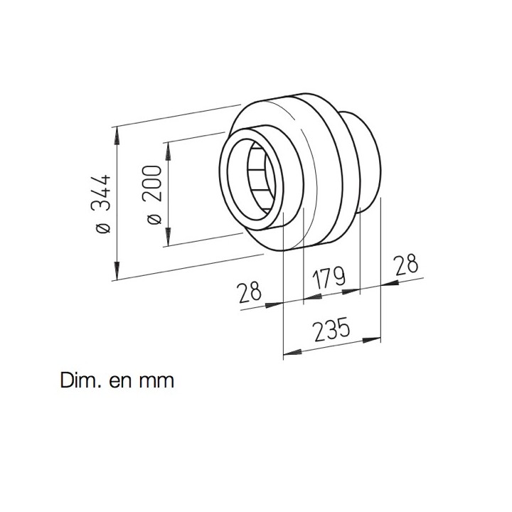 InlineVent RR Ø 200 B pour four Bongard [- Ventilateurs centrifuges pour fours professionnels de boulangerie - HELIOS]