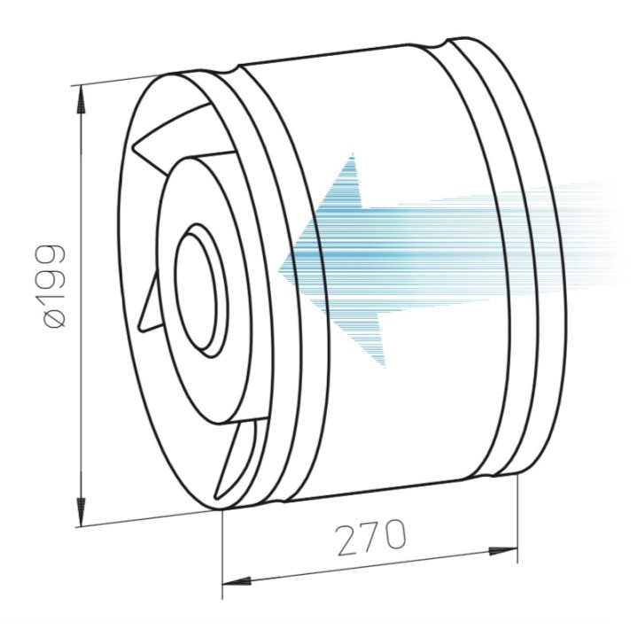 Ventilateur tubulaire réversible REW 200 - Ø 200 mm [- Ventilateurs centrifuges réversibles pour gaines - HELIOS]