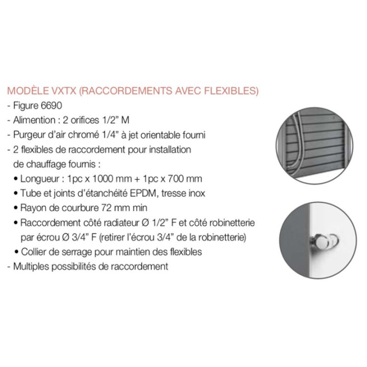 ARTEMIA Vertical - Raccordement flexible [- VXTX - Radiateur Chauffage Central - ACOVA]