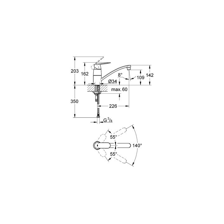 Eurosmart Cosmopolitan [- Mitigeur monocommande évier cuisine - GROHE]