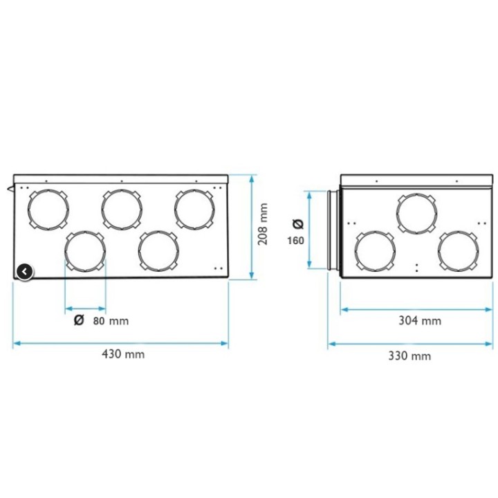 Caisson de répartition métallique 16 piquages - Optiflex [- Conduits Polyéthylène et accessoires VMC - Aldès]