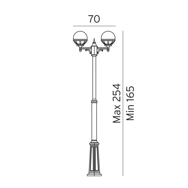 Lampadaire BOLOGNA double-tête globes opales sur fût télescopique réglable [ - Eclairage extérieur - Norlys]