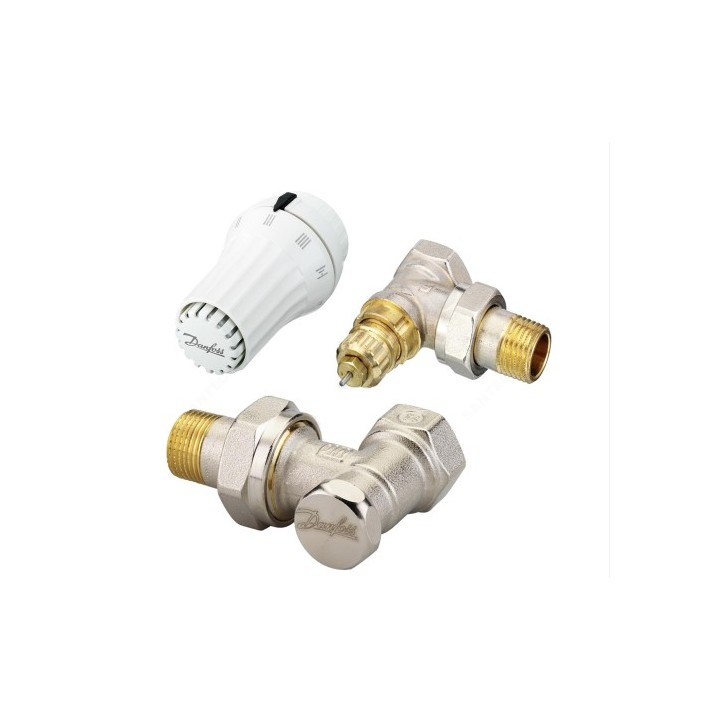 [.] DANFOSS - Pack robinetterie thermostatique Equerre - Blanc