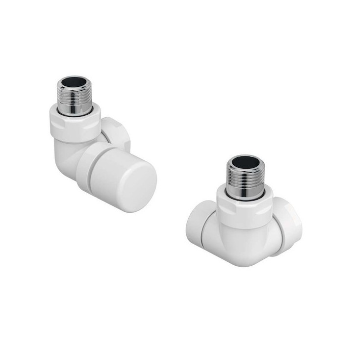 Pack robinetterie équerre d'angle pour radiateur sèche-serviette - robinet à gauche (thermostatisable) - Couleur [- ACOVA]