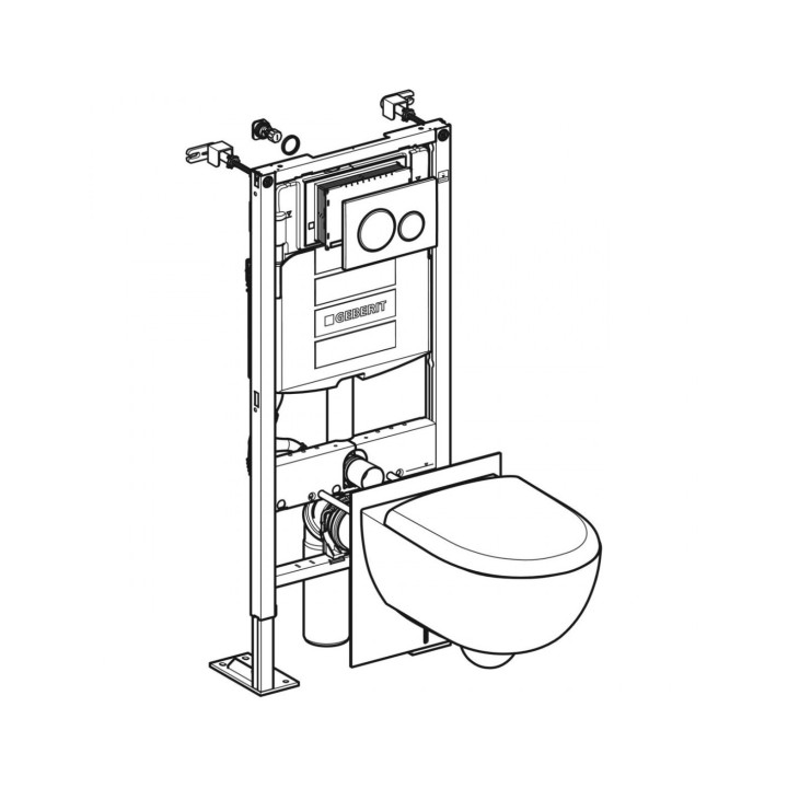 Bâti-pack DUOFIX WC suspendu Renova carénée, 112 cm. réservoir à encaster SIGMA 12 cm, plaque  [- Bâti-support - Geberit]