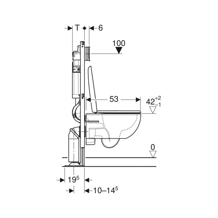 Bâti-pack DUOFIX WC suspendu Renova carénée, 112 cm. réservoir à encaster SIGMA 12 cm, plaque  [- Bâti-support - Geberit]