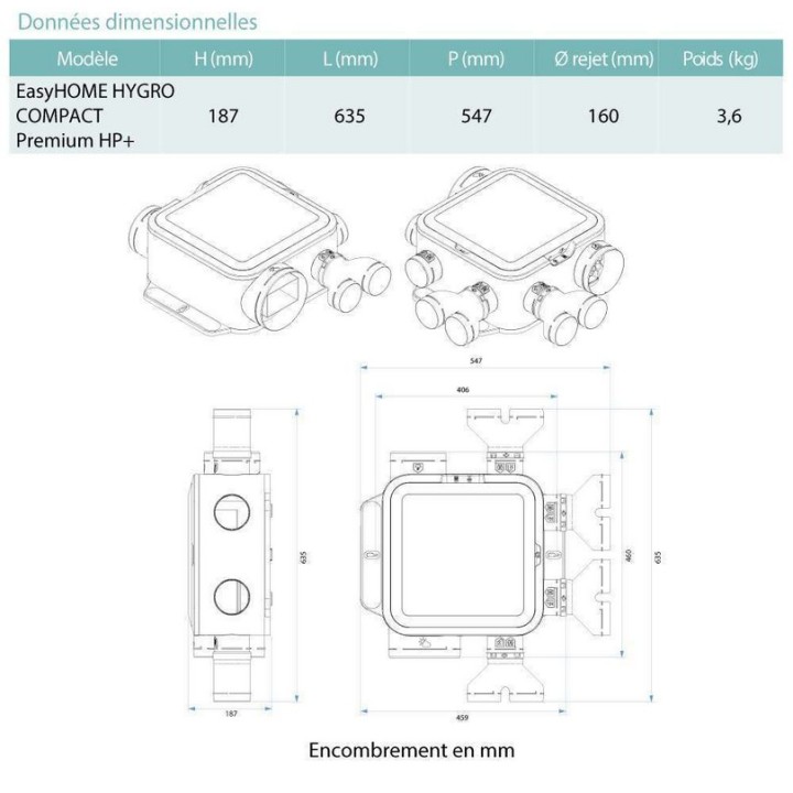 EasyHOME Hygro Compact Premium MW [- VMC seule - VMC Hygro B - Très basse consommation - Aldès]