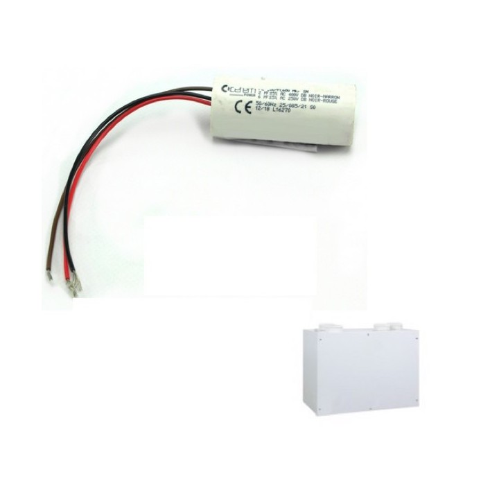 Condensateur 2/6 mF pour DF CLASSIC HR SAUTER (430062)  [- pièce détachée VMC - Sauter - Ni repris ni échangé]