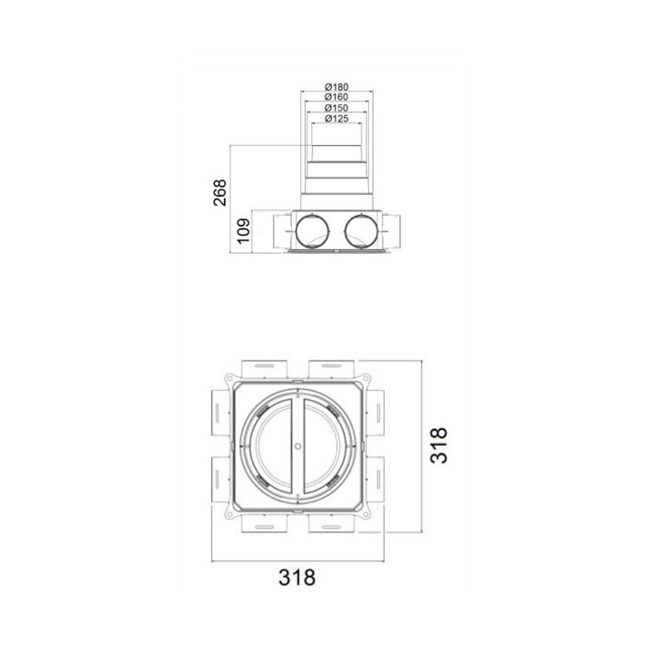 Caisson de distribution 8 piquages - 8X75 ou 90 mm [- Conduits et accessoires VMC en PEHD - Réseau Profi-air - Vortice]