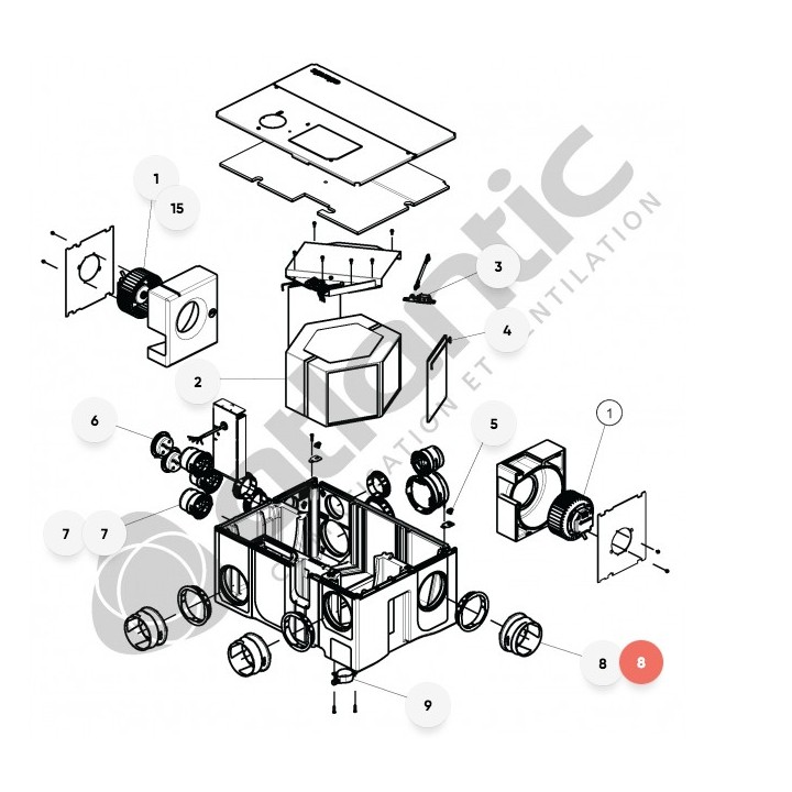 Piquage Ø 125 pour primocosy BP et NEOCD [- pièce détachée VMC - Atlantic - Ni repris ni échangé]