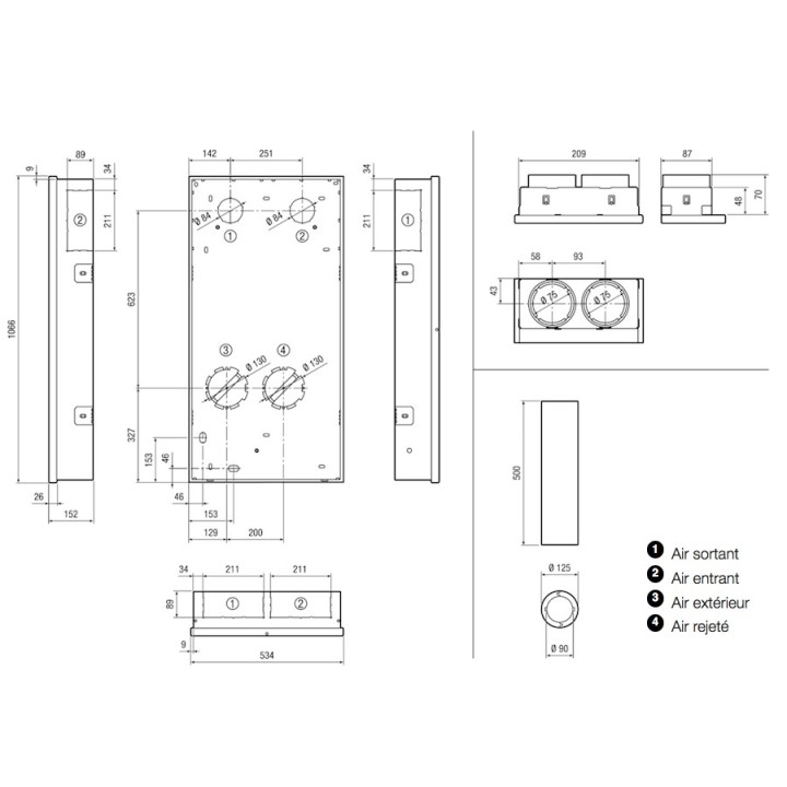 Kit d'installation en gros-œuvre WS 75 RSUP [- Accessoire VMC double flux décentralisée - MAICO]