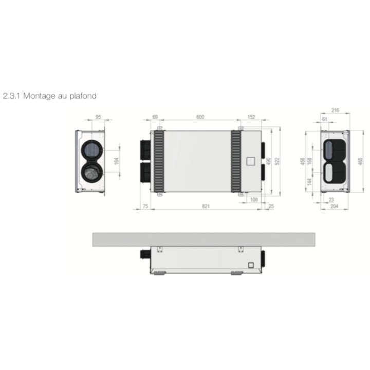ComfoAir Fit 100 - Version plafonnière [- VMC double flux avec échangeur enthalpique - décentralisée - Zehnder]