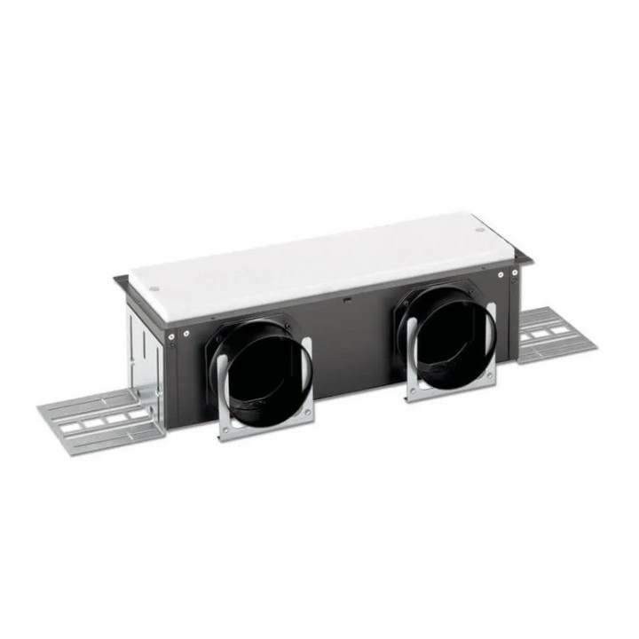 Boîtier de bouche CLD-P - raccordement latéral 2 x Ø 90 mm - Hauteur 115 mm [- mural, sol ou plafond - Réseau PEHD - Zehnder]