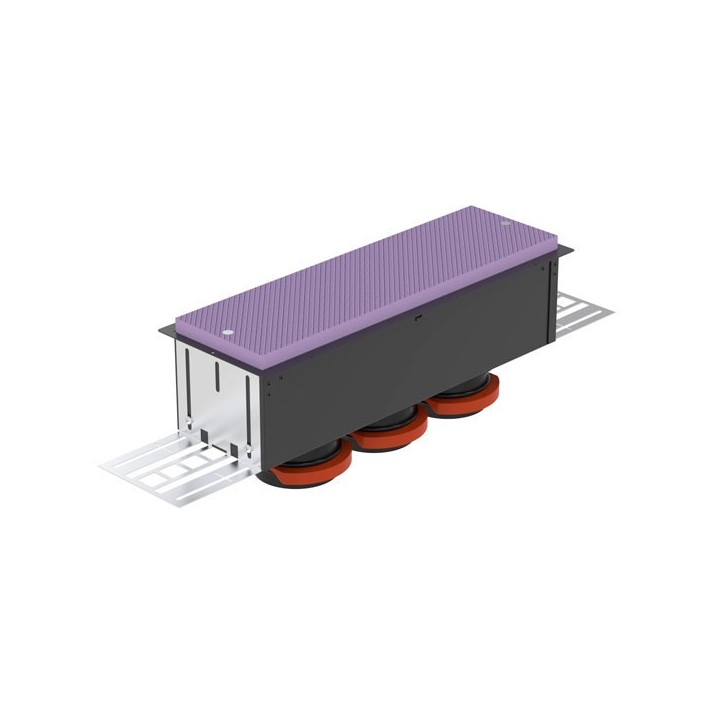 Boîtier de bouche CLD-P - raccordement arrière 3 x Ø 75 ou 90 mm - Hauteur 115 mm - pour grille longue [- Réseau PEHD - Zehnder]
